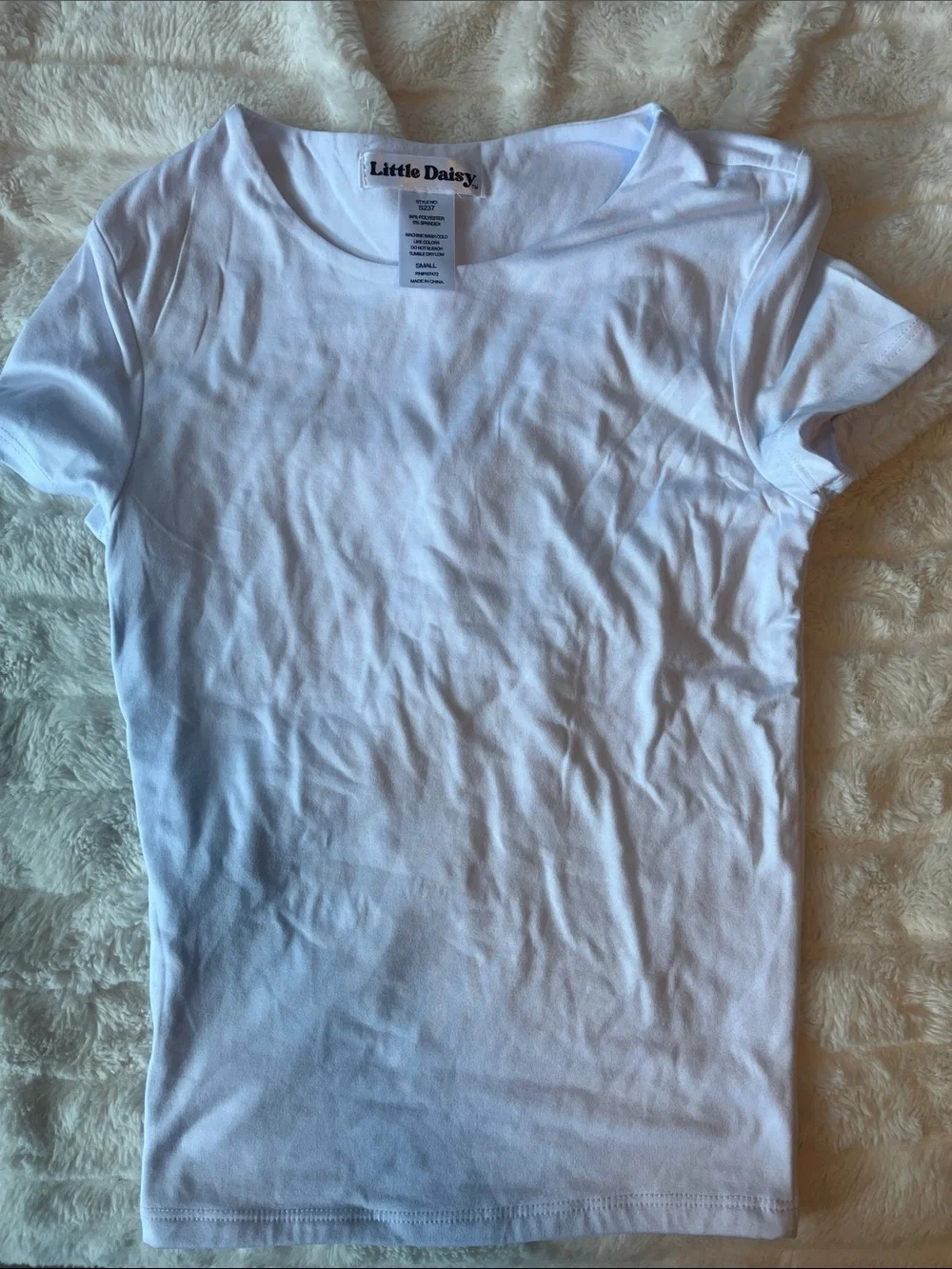 Little Daisy White Classic Crew Neck Tee